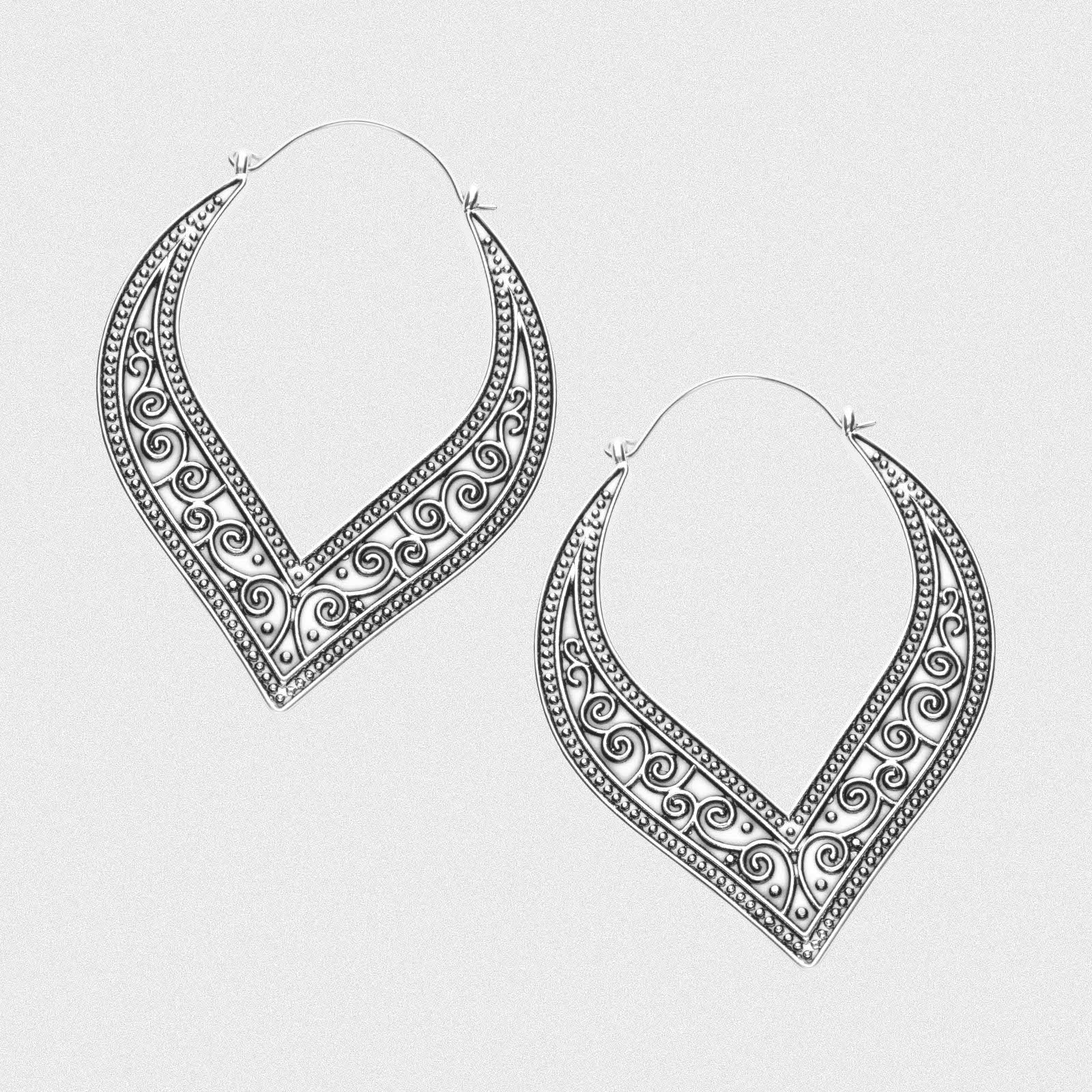 Tribal Swirl Antique Silver Plug Hoops