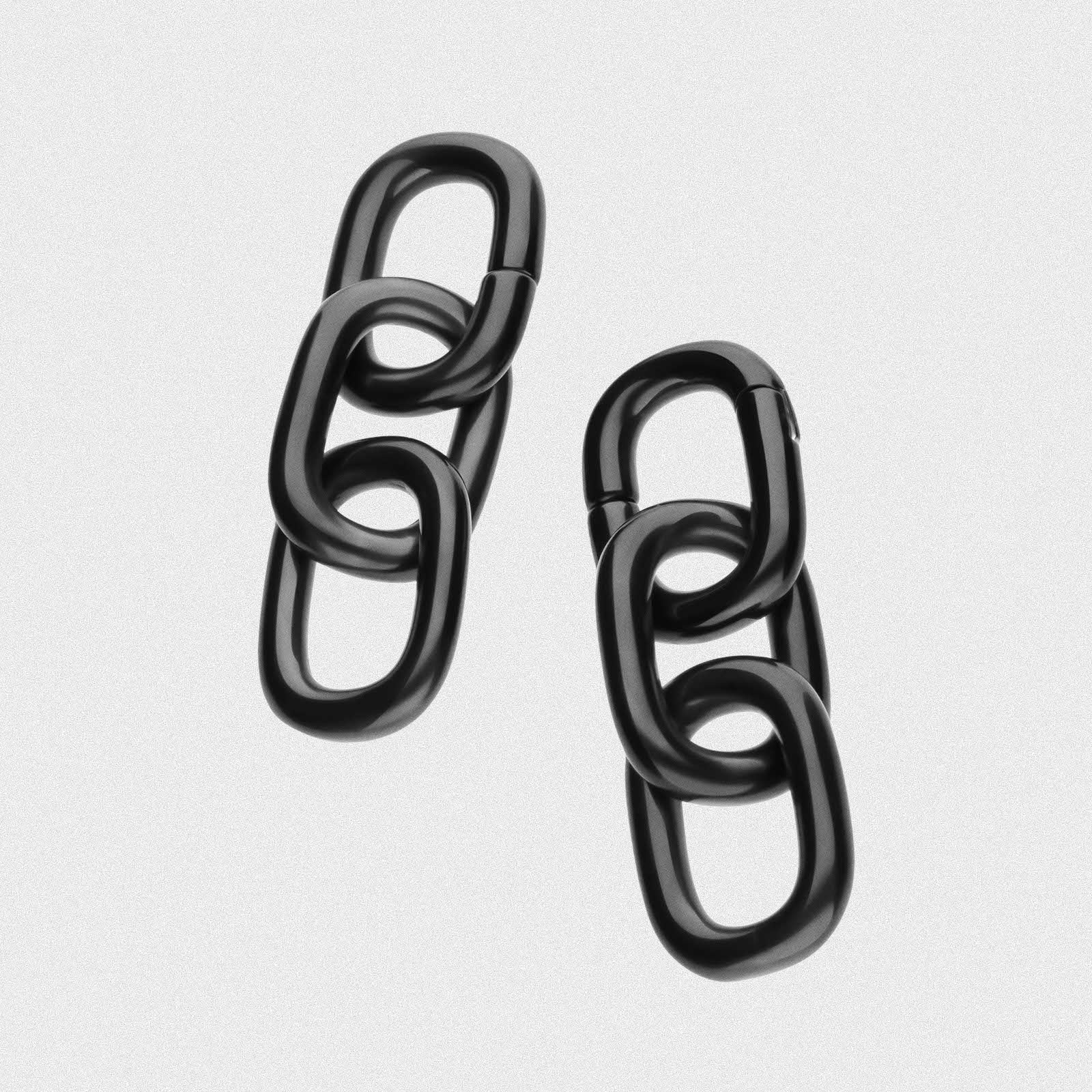 Triple Cable Chain Black PVD Magnetic Ear Weight