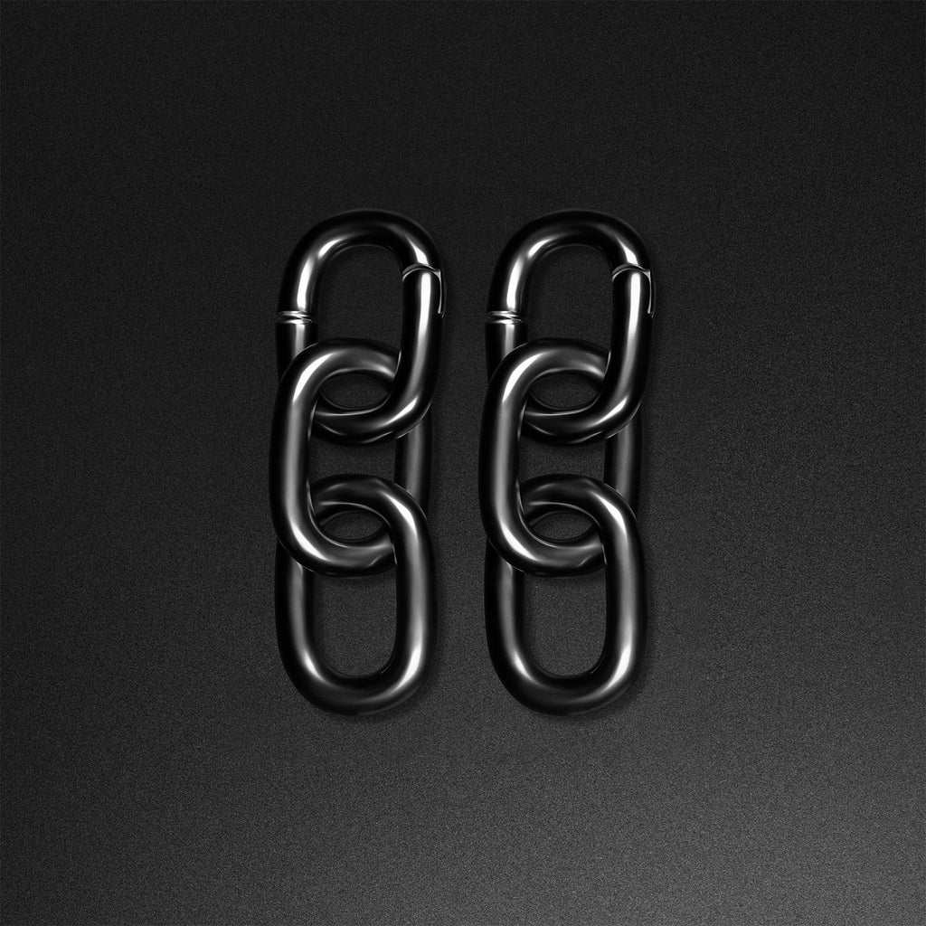 Triple Cable Chain Black PVD Magnetic Ear Weight