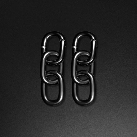 Triple Cable Chain Black PVD Magnetic Ear Weight