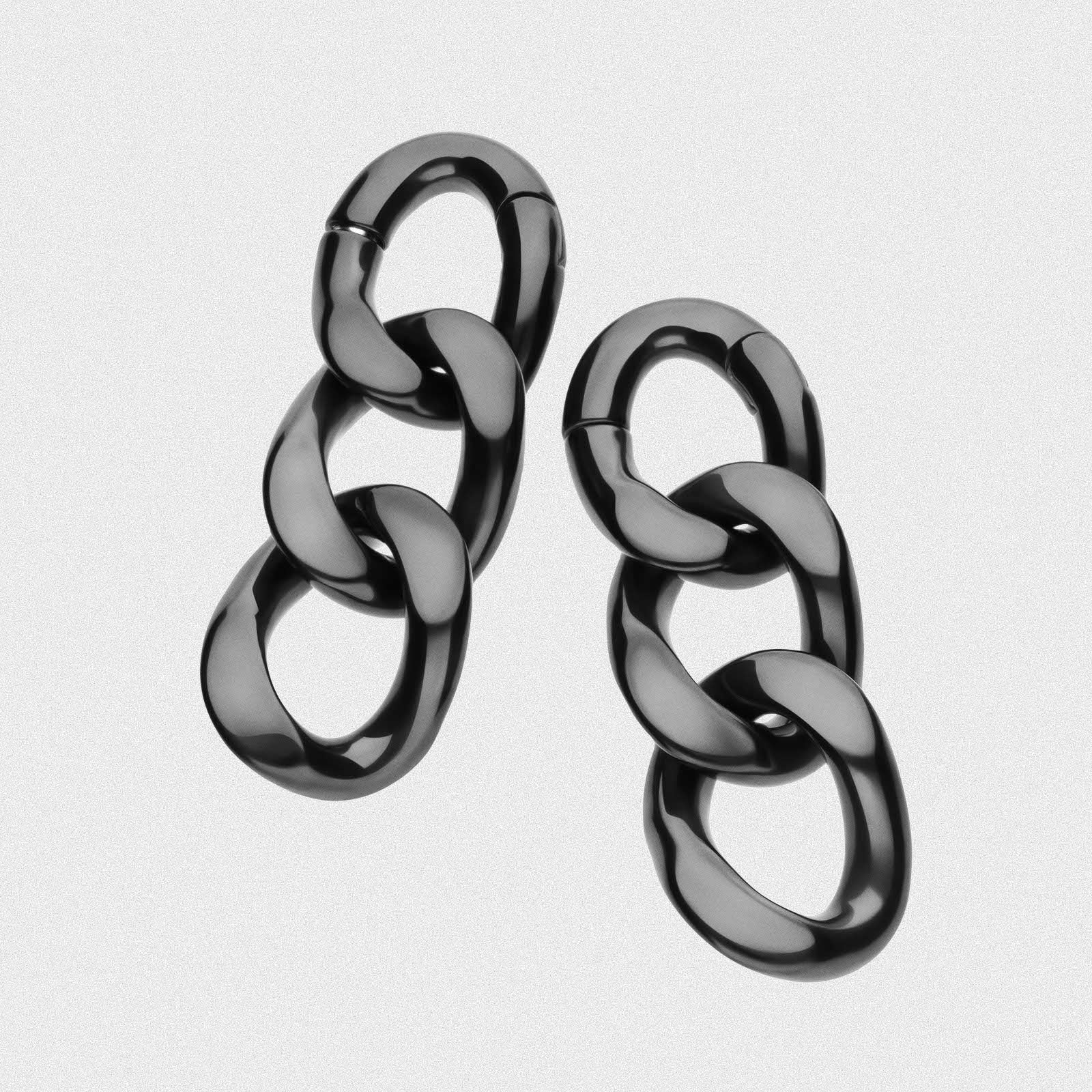 Triple Cuban Link Black PVD Magnetic Ear Weight