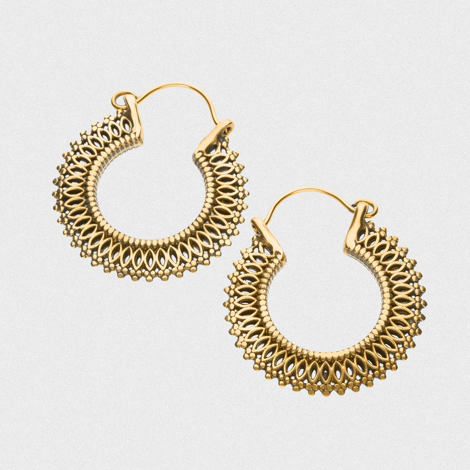 Triple Dot Lace Brass Plug Hoops