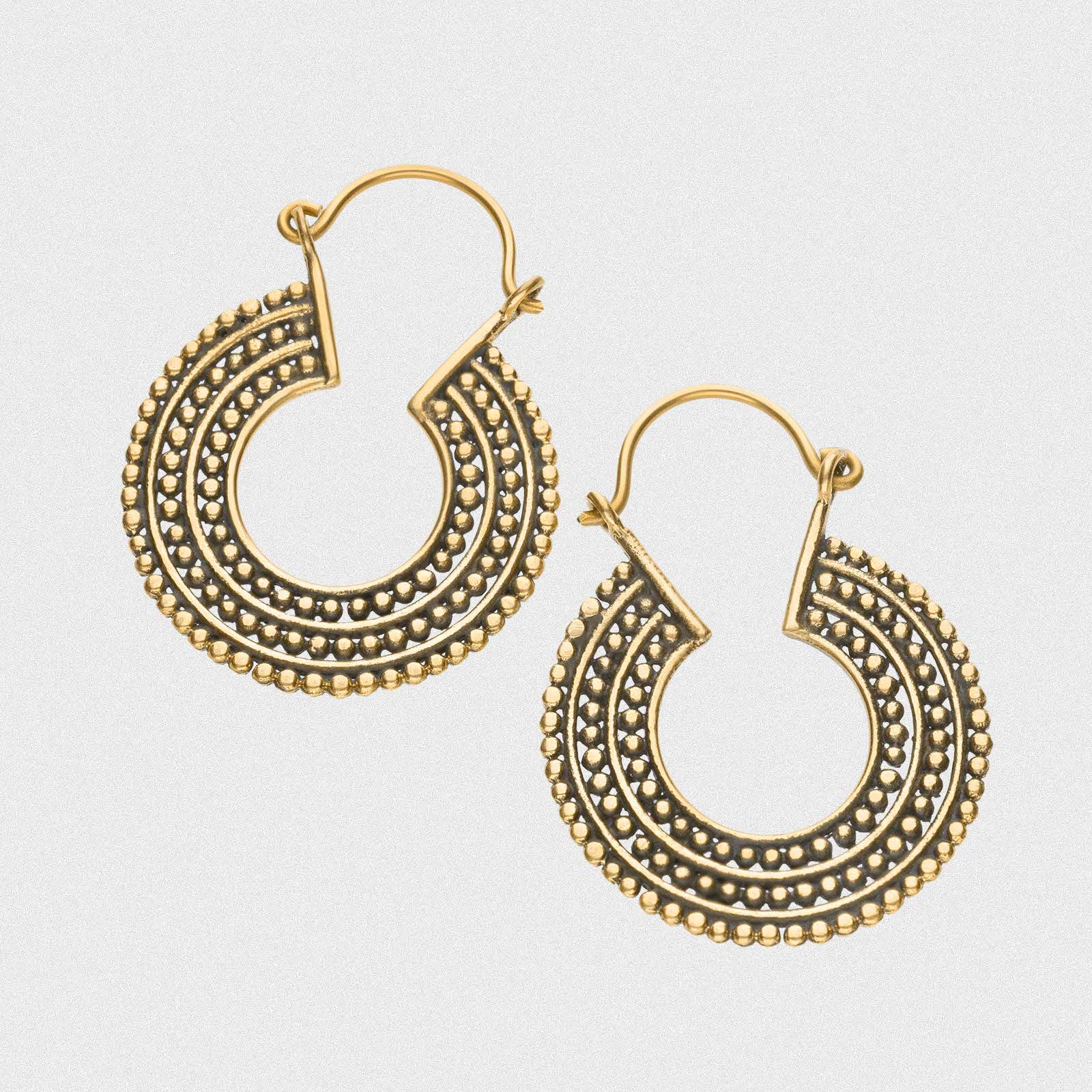 Triple Layered Dots Tribal Brass Mini Plug Hoops