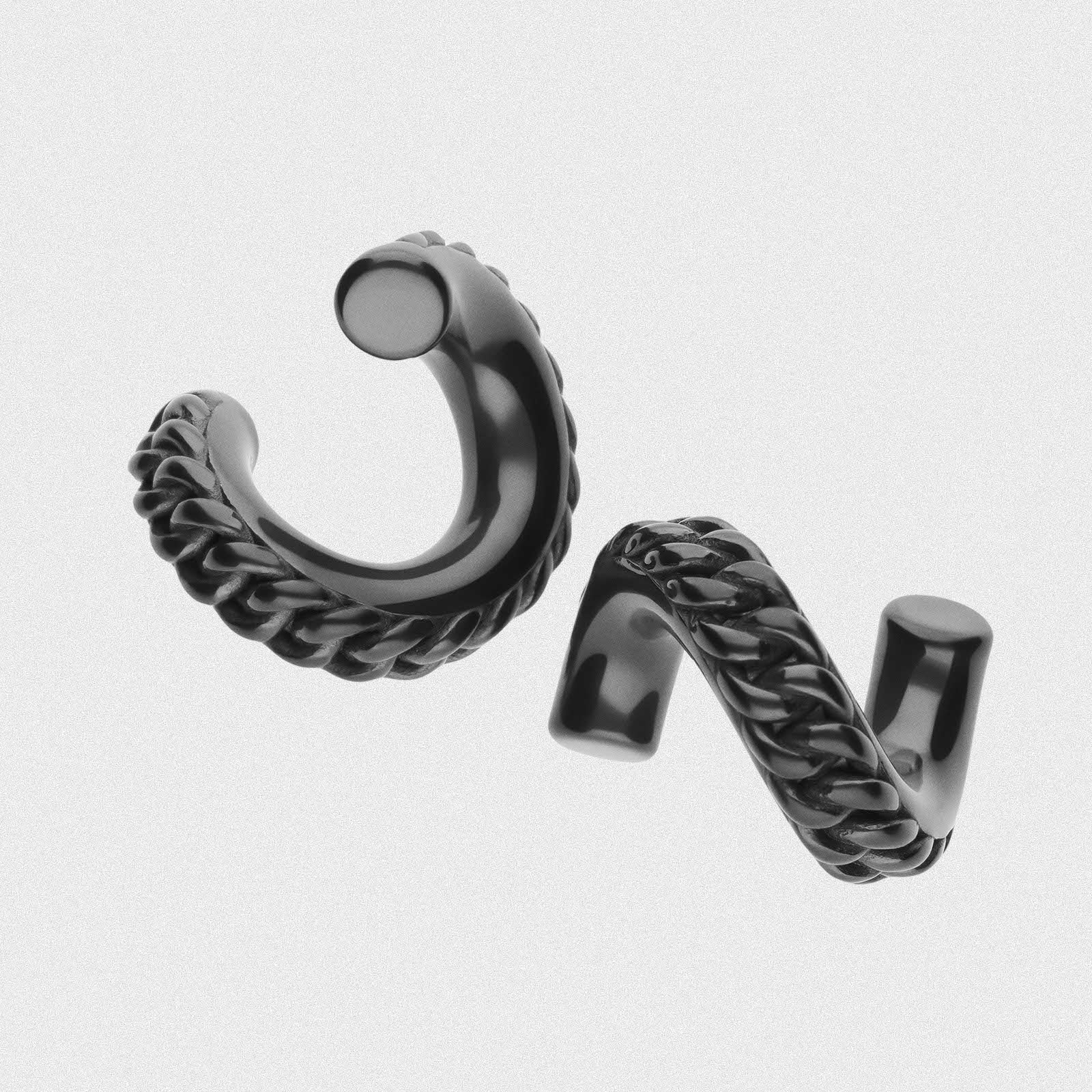 Twisted Chain Link Black PVD Ear Weight