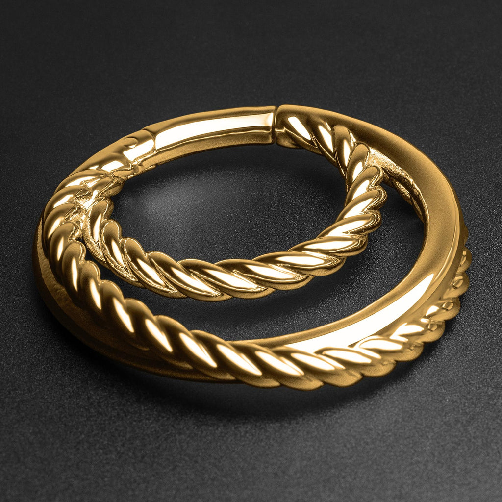 Twisted Rope Multi Hoop Gold PVD Ear Weight | Ear Stretching Hangers