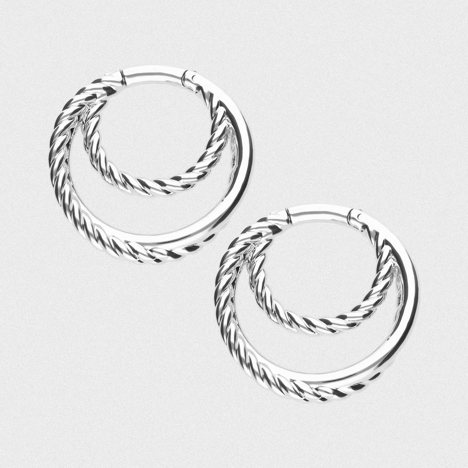 Twisted Rope Multi Hoop Steel Plated Brass Ear Weight