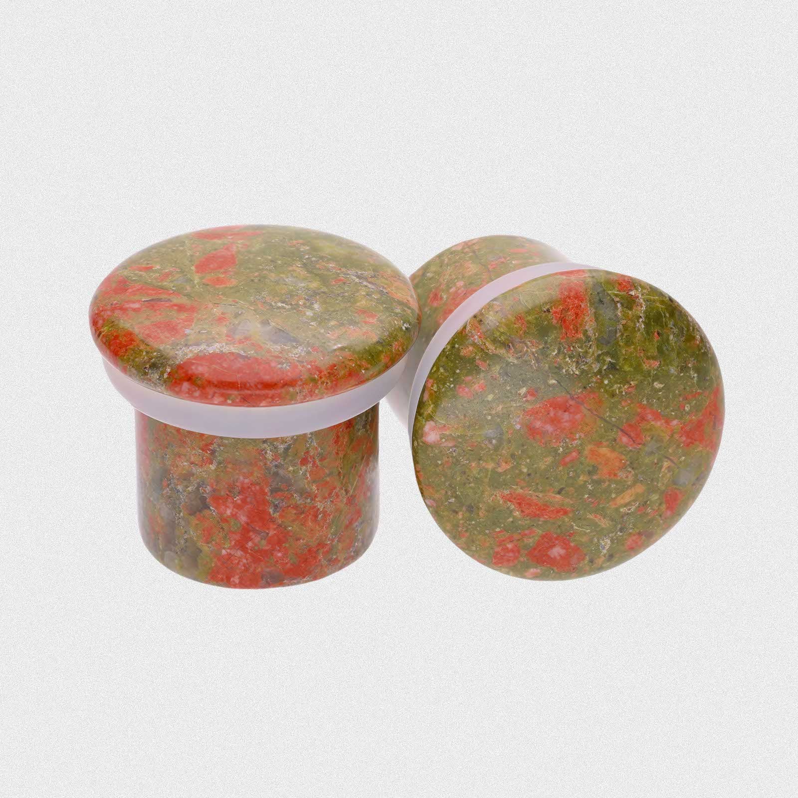 Unakite Single Flare Convex Stone Plug
