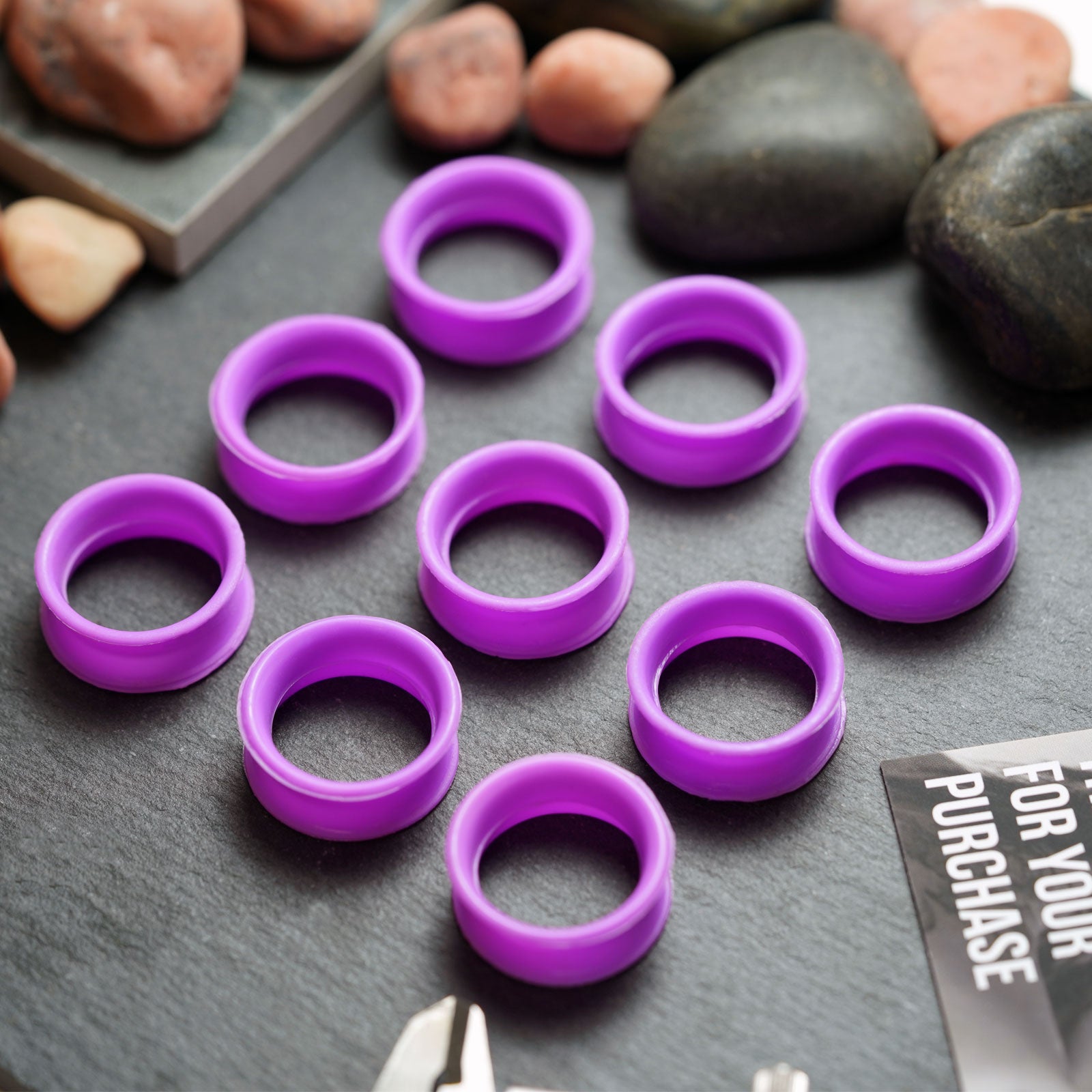 Unicorn Purple Pearl Silicone Double Flare Tunnel Group Shot
