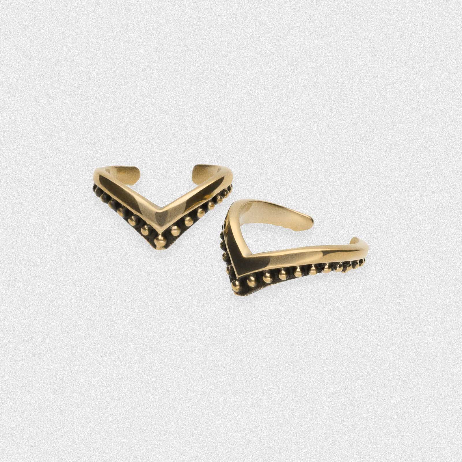 V Shape Dots Brass Ear Cuff