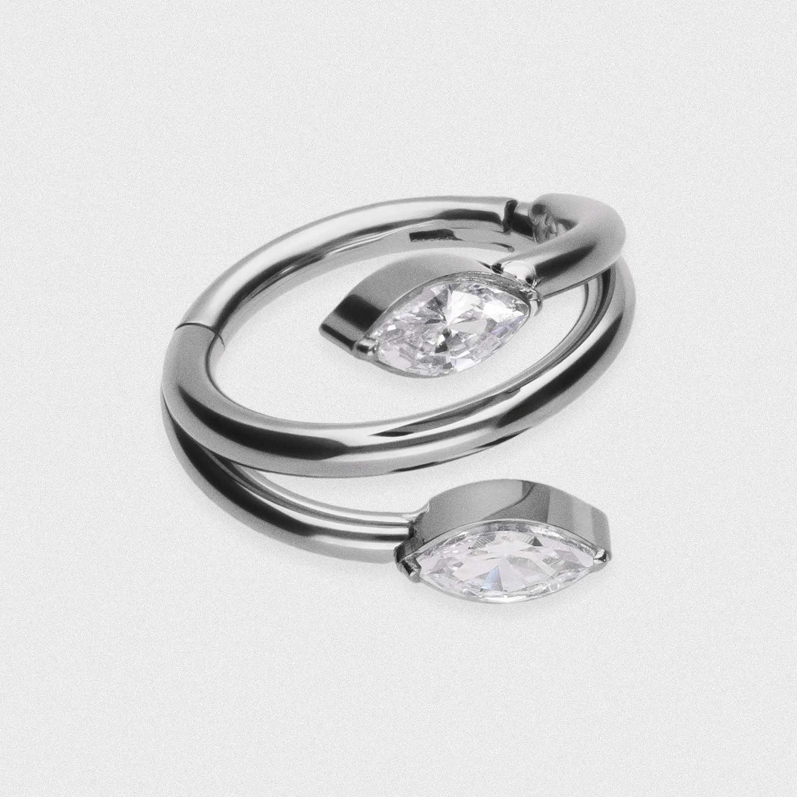 Vine Double Marquise Titanium Hinged Segment Ring