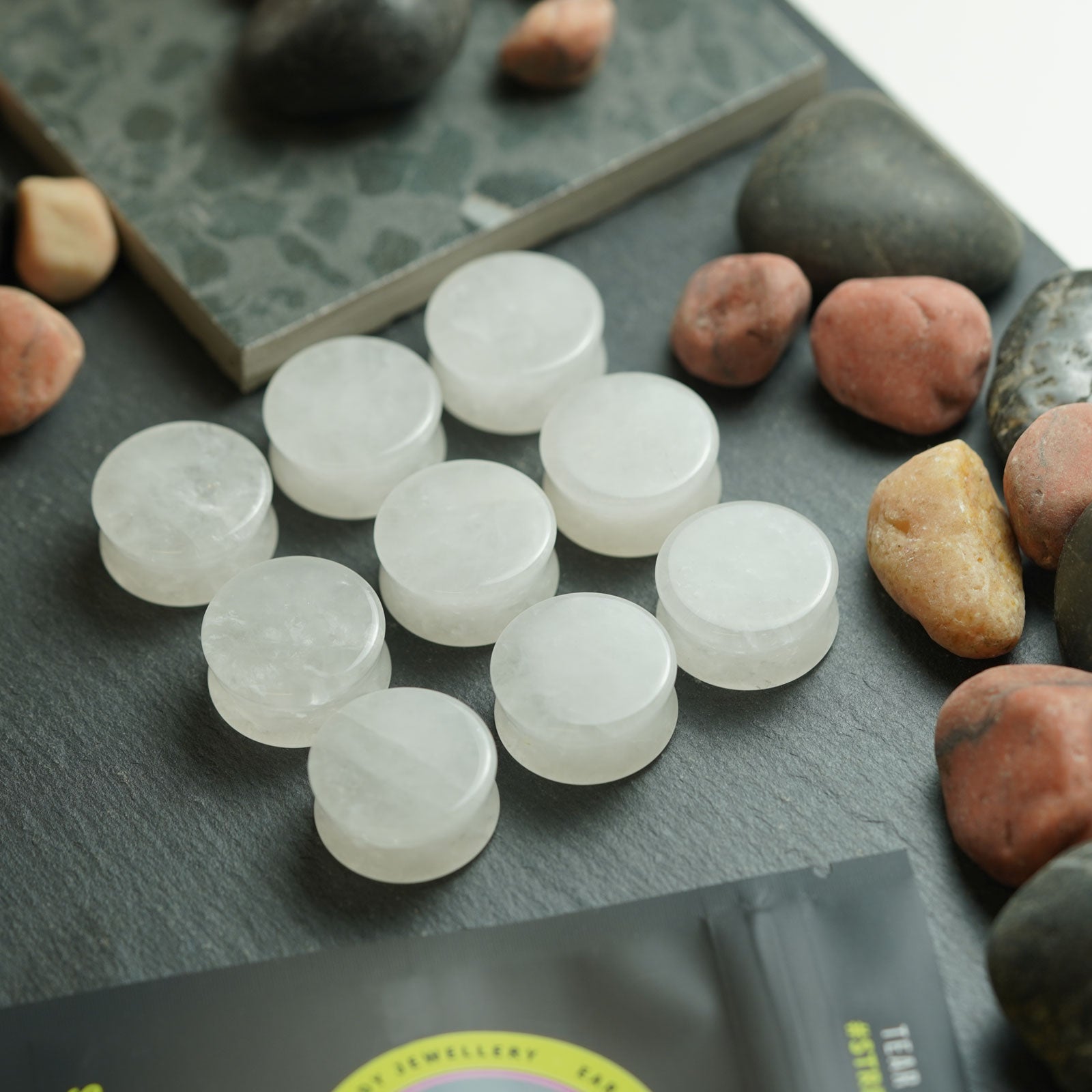 White Jade Double Flare Stone Plug Group Shot Two