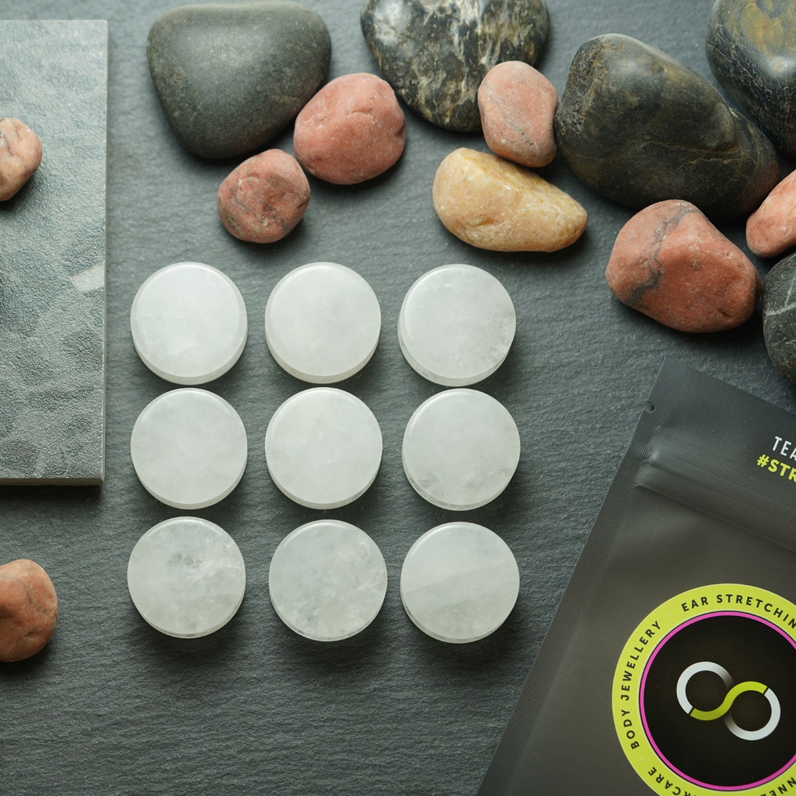 White Jade Double Flare Stone Plug Group Shot