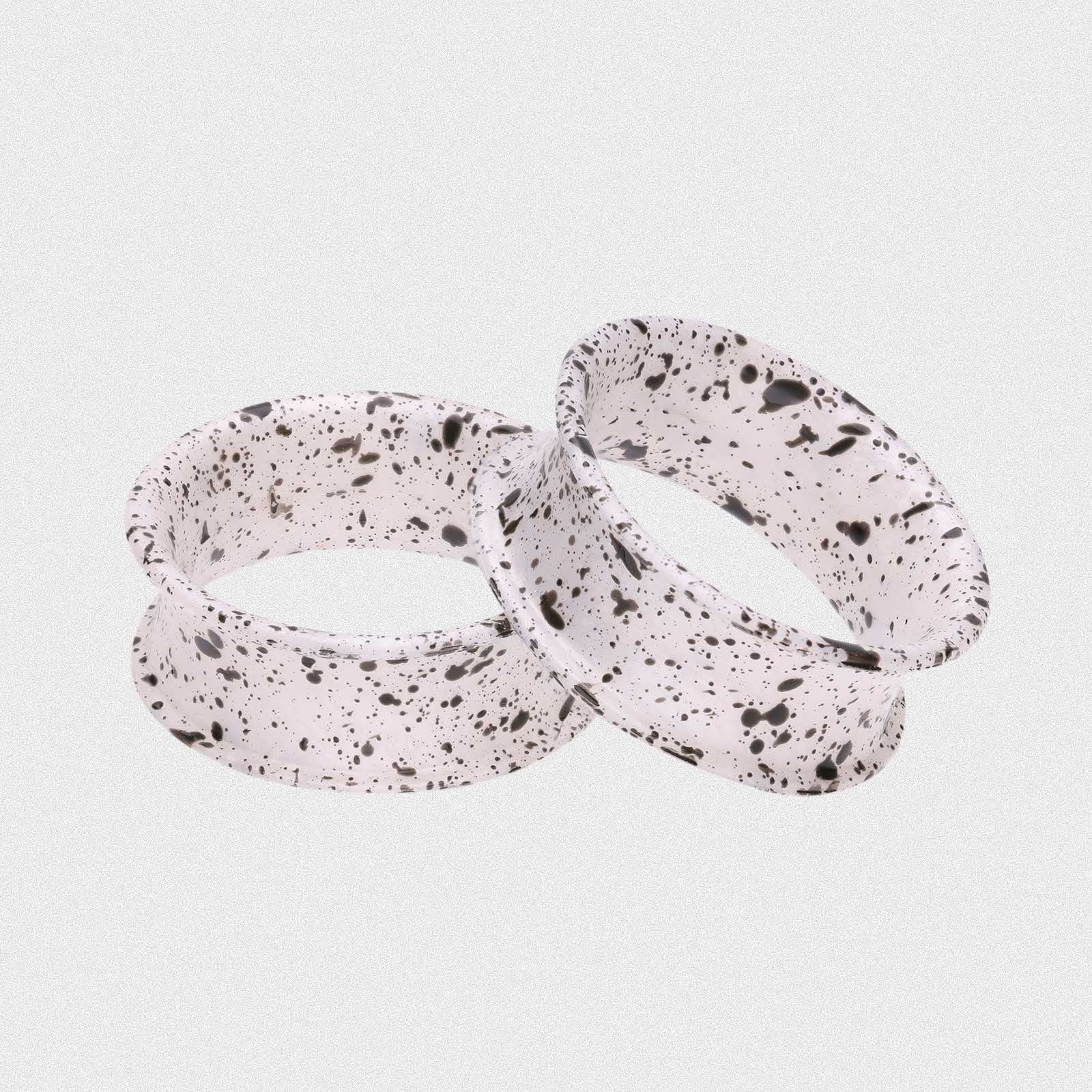 White With Black Paint Splat Double Flare Silicone Tunnel