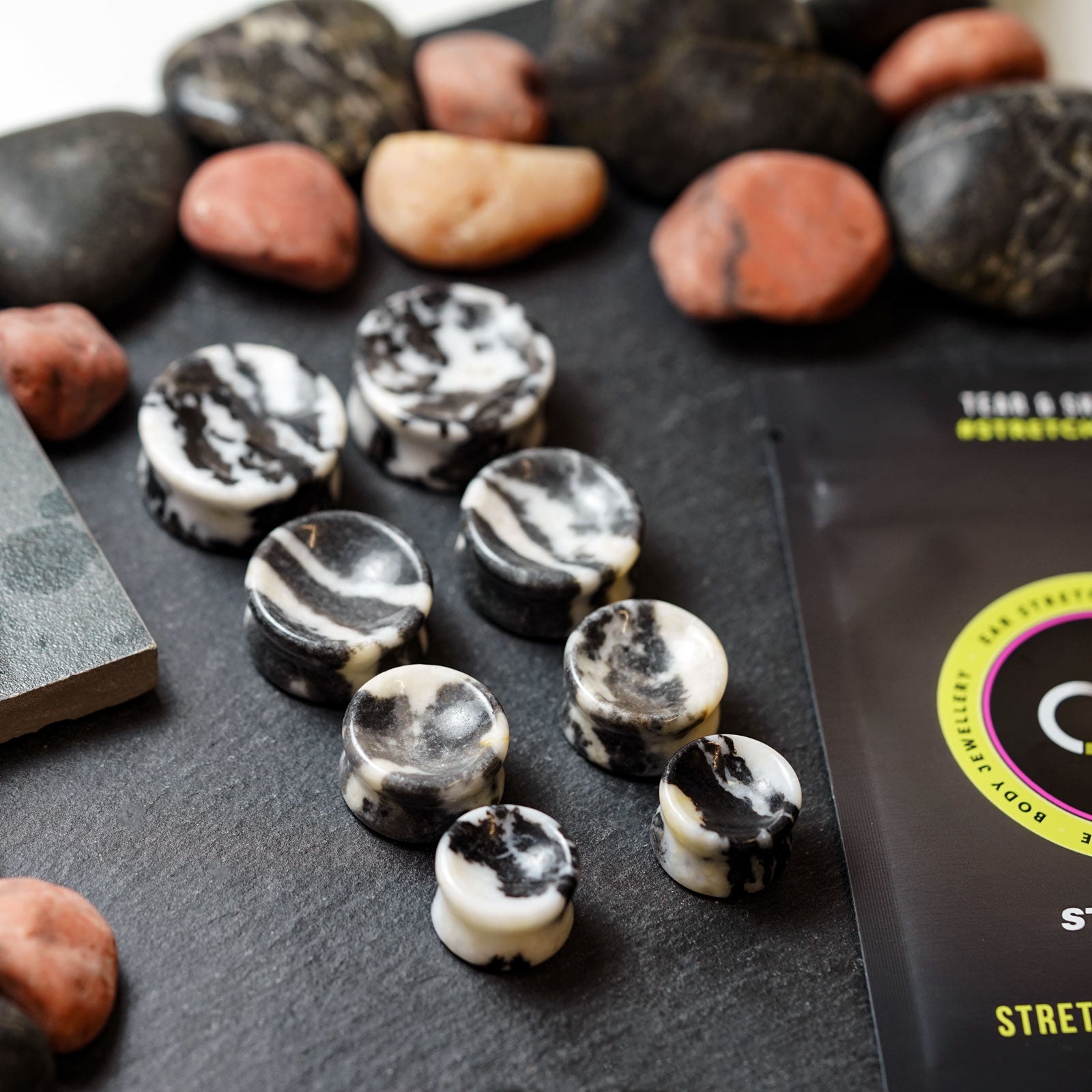 Zebra Jasper Double Flare Concave Stone Plug