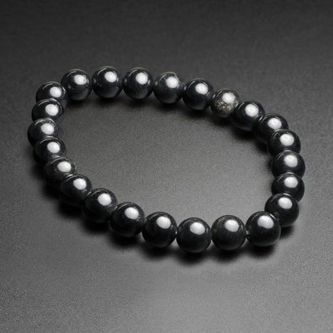 Black Obsidian Bead Stone Stretch Bracelet