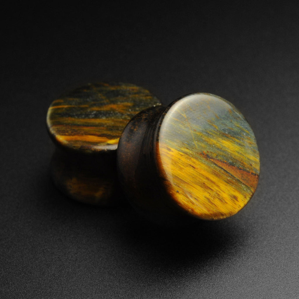 Blue Tiger's Eye Double Flare Plugs