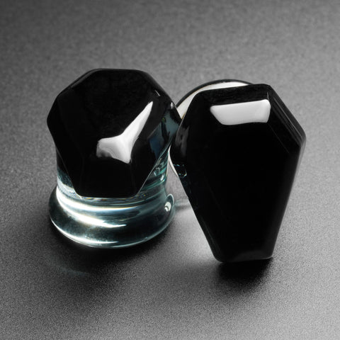 Black Coffin Faced Glass Double Flare Plug