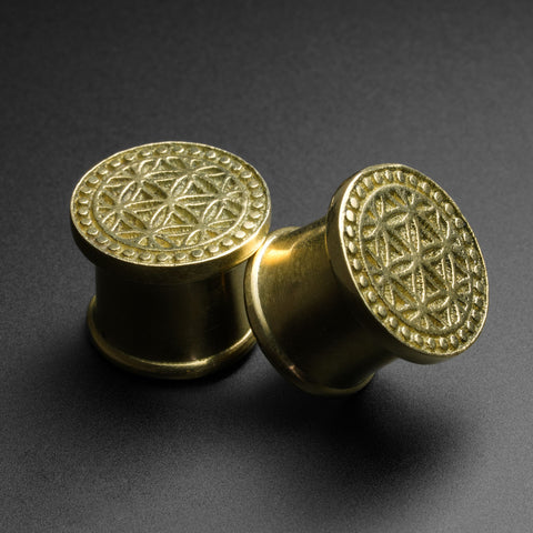 Brass Flower Of Life Double Flare Tunnel