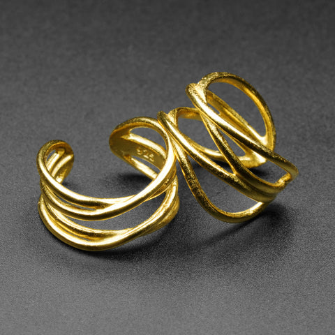 14K Gold Plated Double Looped 925 Silver Ear Cuff