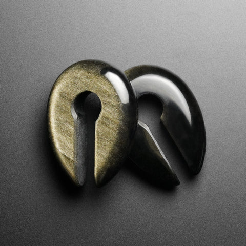 Golden Obsidian Keyhole Stone Ear Weights