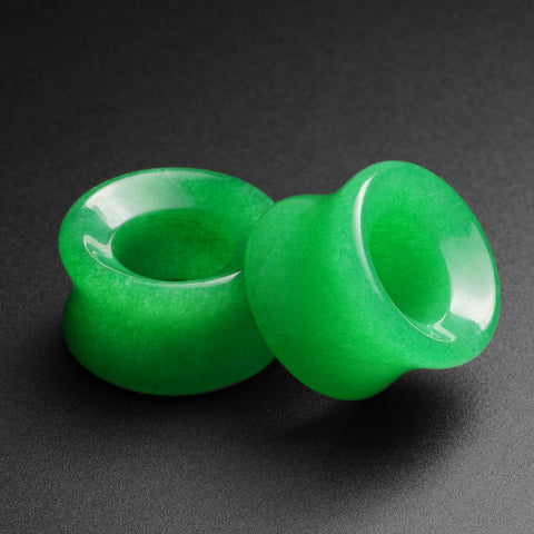 Green Jade Double Flare Concave Stone Tunnel