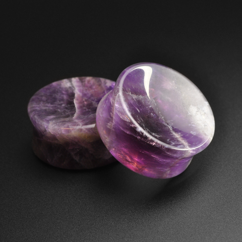 Amethyst Double Flare Concave Stone Plug
