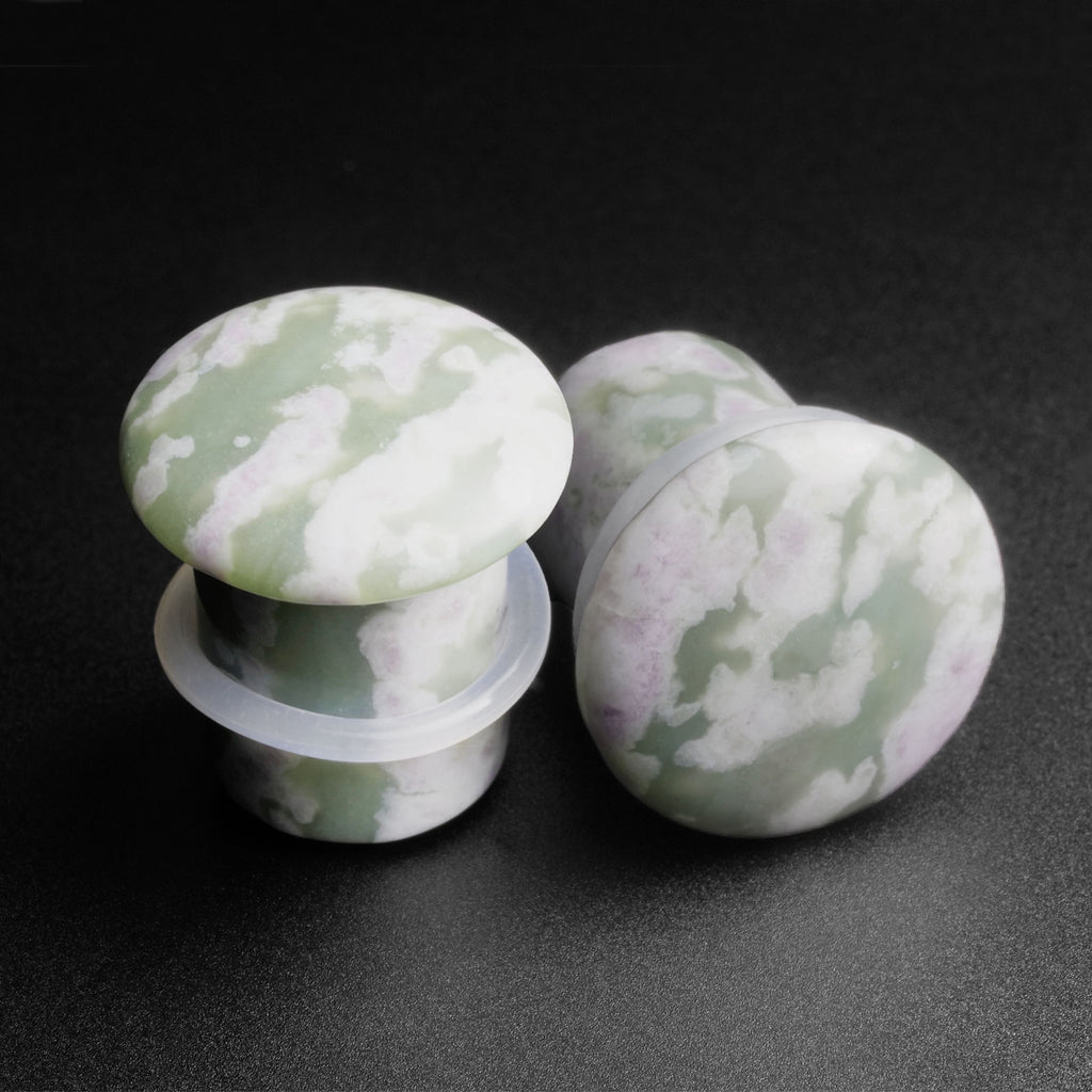 Never86 Pair Of 1/2 Inch 12mm Jade Semi Precious Stone Ear Plugs Gauges