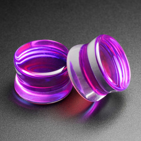 Purple Aurora Glass Double Flare Plug
