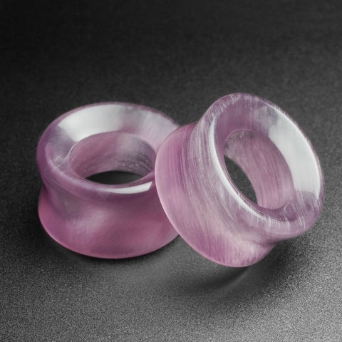 Purple Cat's Eye Glass Double Flare Concave Tunnel
