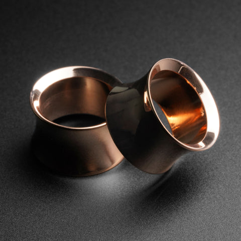 Rose Gold PVD Saddle Fit Double Flare Tunnel