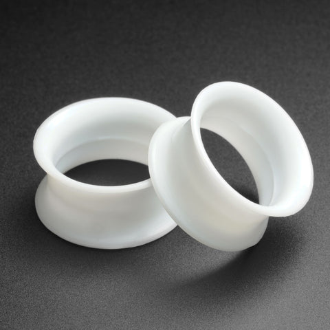 Ultra Thin White Silicone Double Flare Tunnel