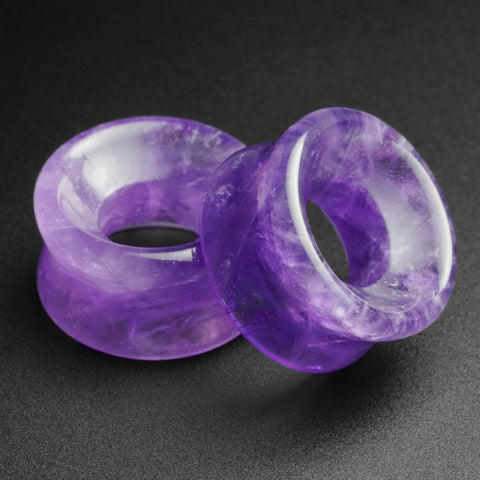 Amethyst Double Flare Concave Stone Tunnel
