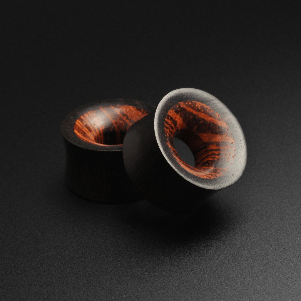 Areng Wood Double Flare Tunnel With Rangas Wood Inlay