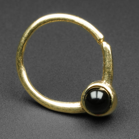 Black Onyx & Brass Seamless Ring