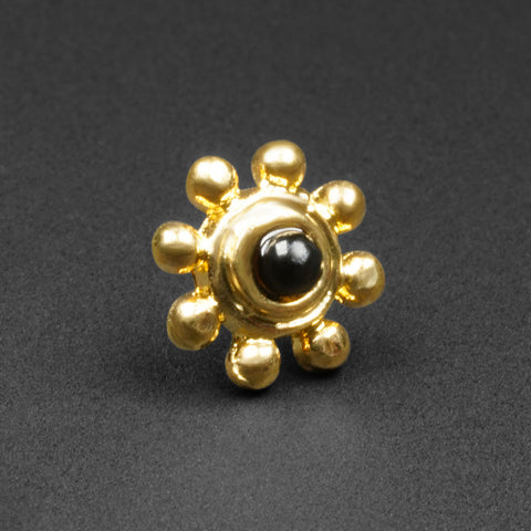 Black Onyx Dot Flower 18k Gold Plated Threadless Top