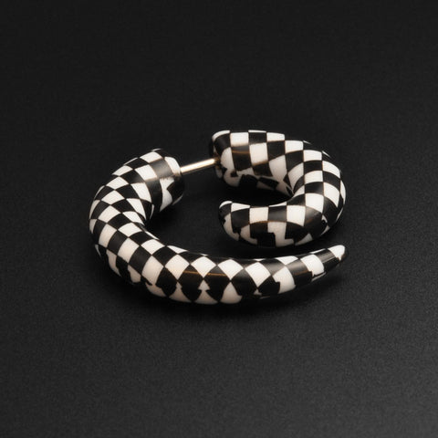 Black & White Checked Acrylic Fake Gauge Spiral