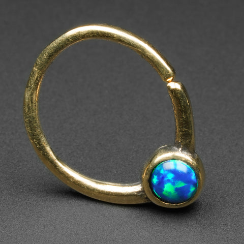 Blue Synth Opal & Brass Seamless Ring