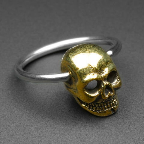Skull Brass & Surgical Steel CBR Captive Bead Ring