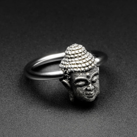 Buddha White Brass & Surgical Steel BCR Ball Closure Ring