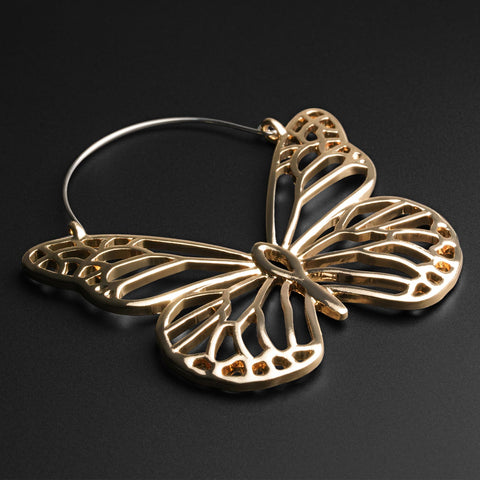 Butterfly Gold Plug Hoops