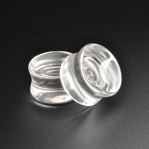 Clear Glass Double Flare Concave Plug