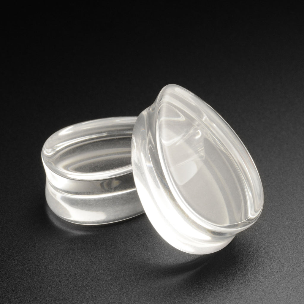 Clear Glass Double Flare Teardrop Plug