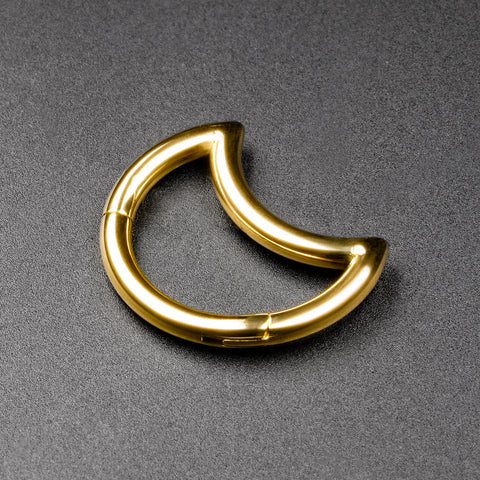 Crescent Gold PVD Titanium Hinged Segment Daith Earring