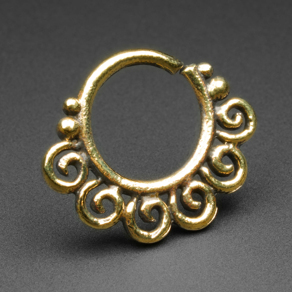 Dots & Spirals Brass Seamless Ring