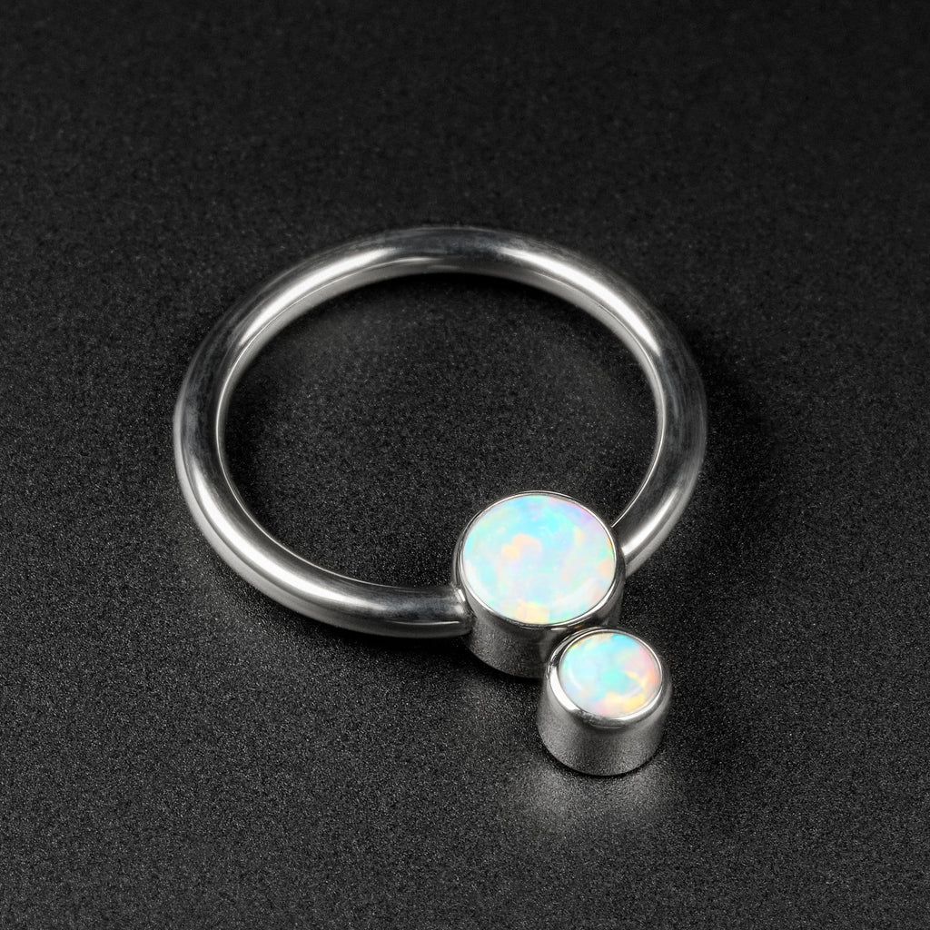 Double Fire & Snow Synth Opal Titanium BCR Ball Close Ring