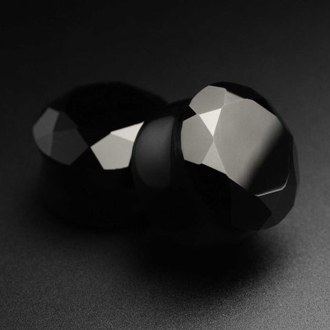 Faceted Black Glass Double Flare Plug