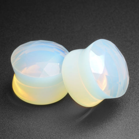 Faceted Opalite Double Flare Stone Plug