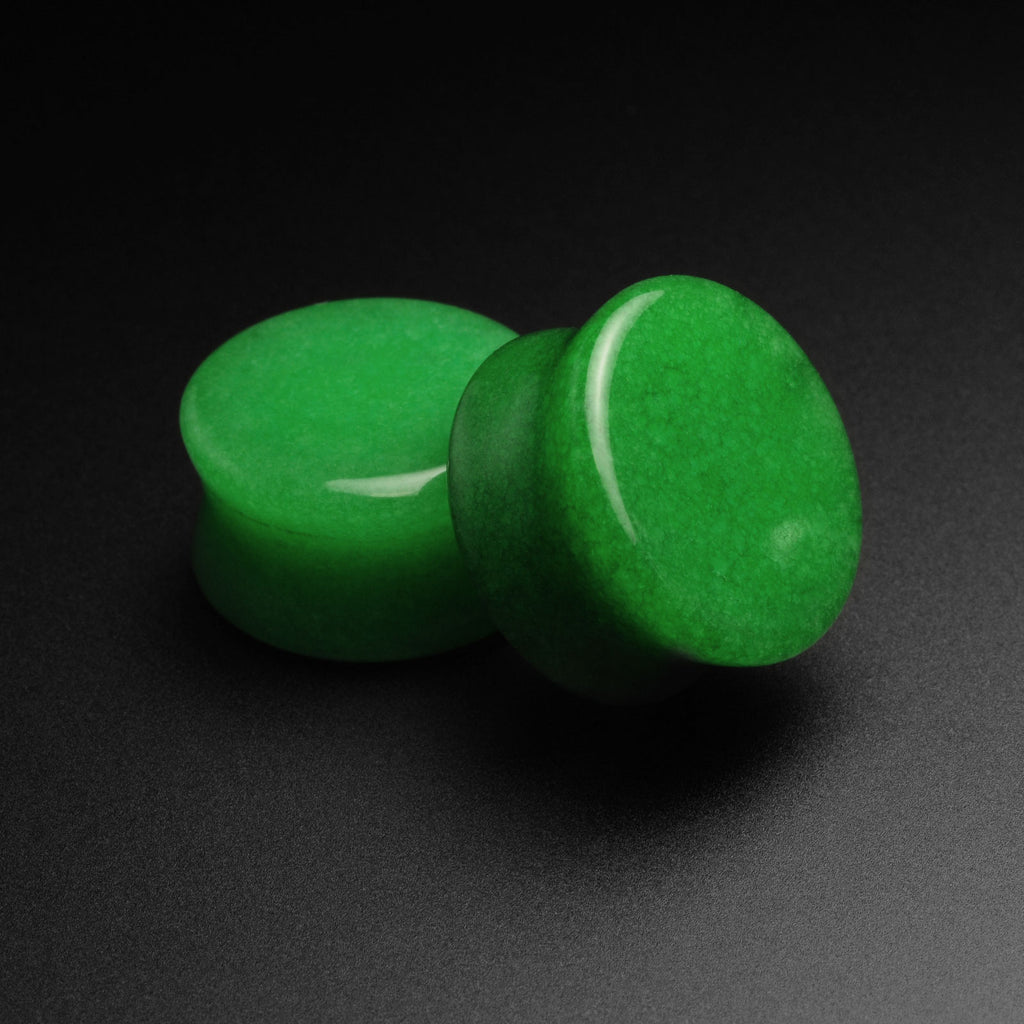 Green Jade Double Flare Stone Plug