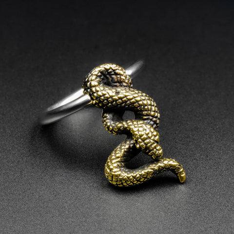 Hanging Snake Brass & Surgical Steel BCR Ball Closure Ring