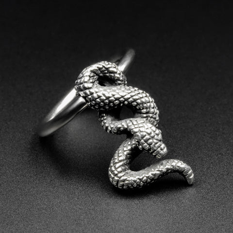Hanging Snake White Brass & Surgical Steel BCR Ball Closure Ring